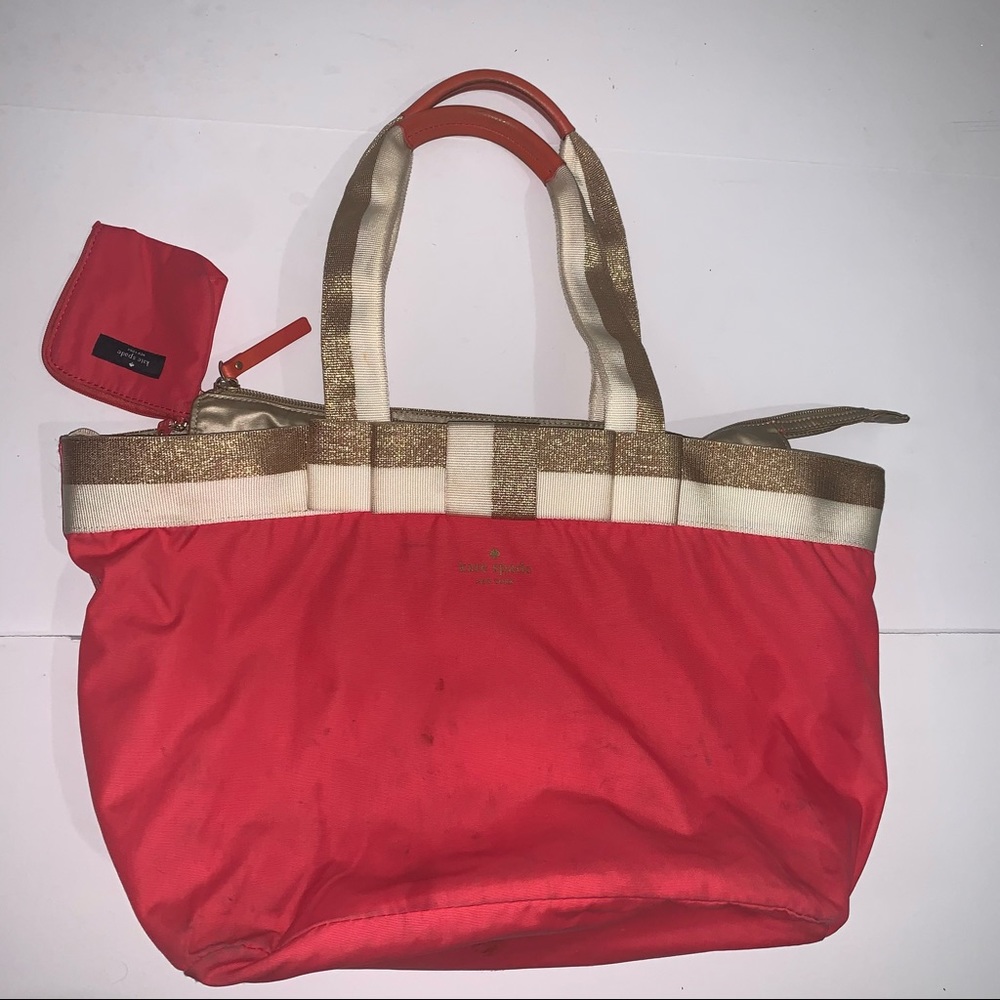 Kate Spade Market Tote Coral White Gold
